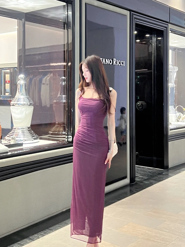 

Ele Fibone Lace Trim Slimming Summer Dr Women's Strapl Gown Winema Xiaoxue Polyester Spandex Blend Casual Wear