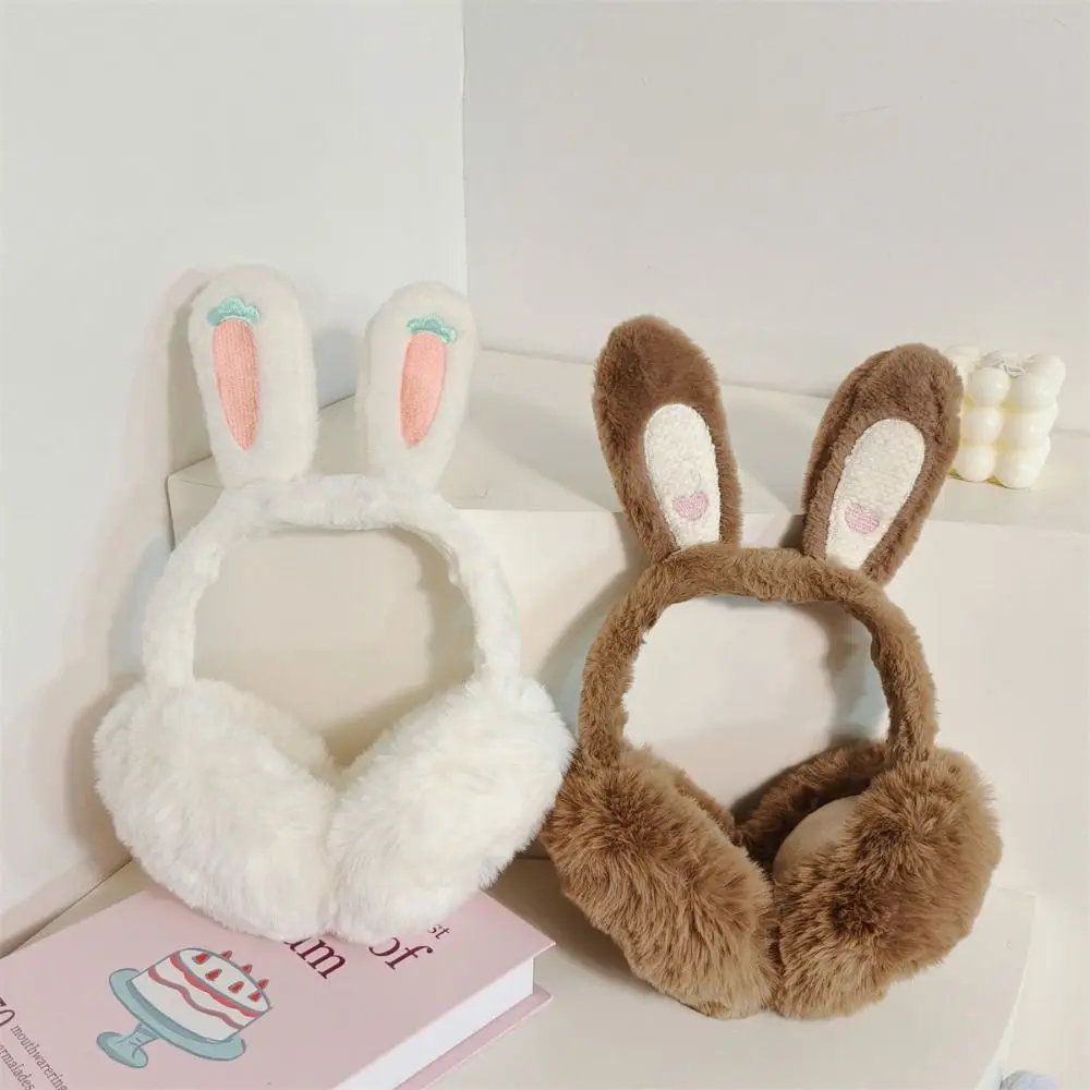 New Cartoon Rabbit Ear Warm Earmuffs Rabbit Ear Plush Folding Earflap Cold Protection Soft Winter Earflaps Women