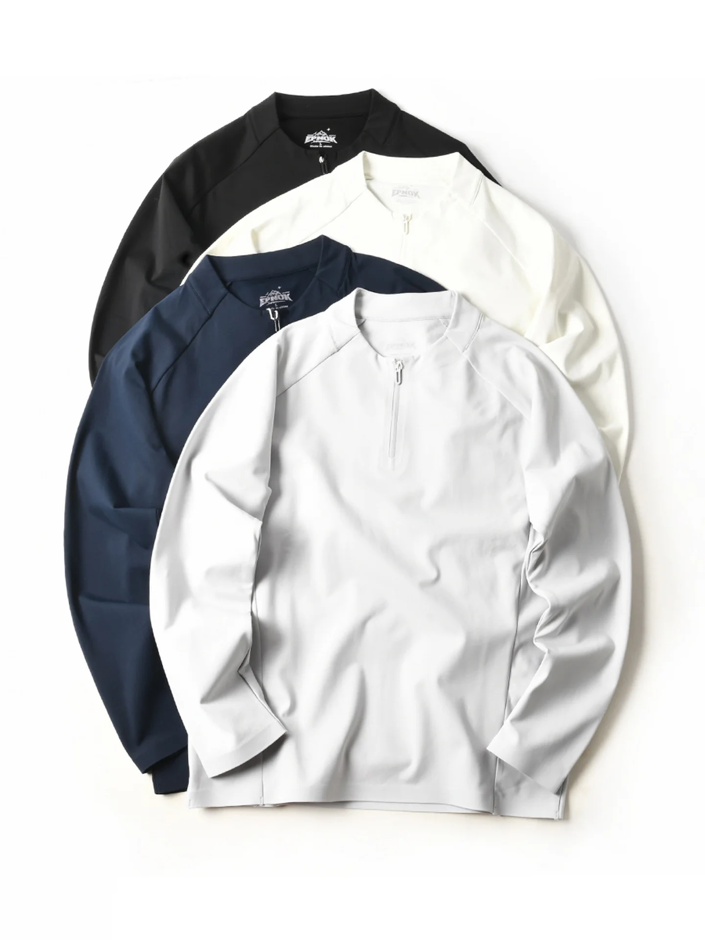 American Style Quick Dry Fleece Long Sleeve Casual Half Zip Stand Collar T-Shirt Men's Autumn Winter Base Shirt Loose Fit Fas...