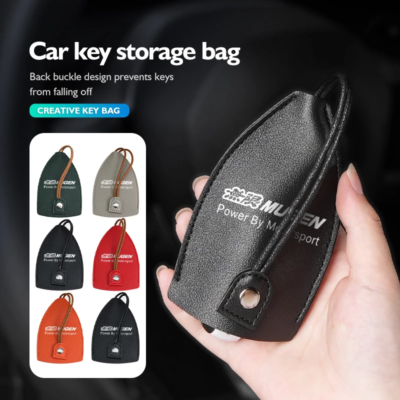 Car Keychain Case Zipper Carbon Fiber Key Protector Cover For Honda Mugen Power Accord Civic vezel Crv City Jazz Hrv