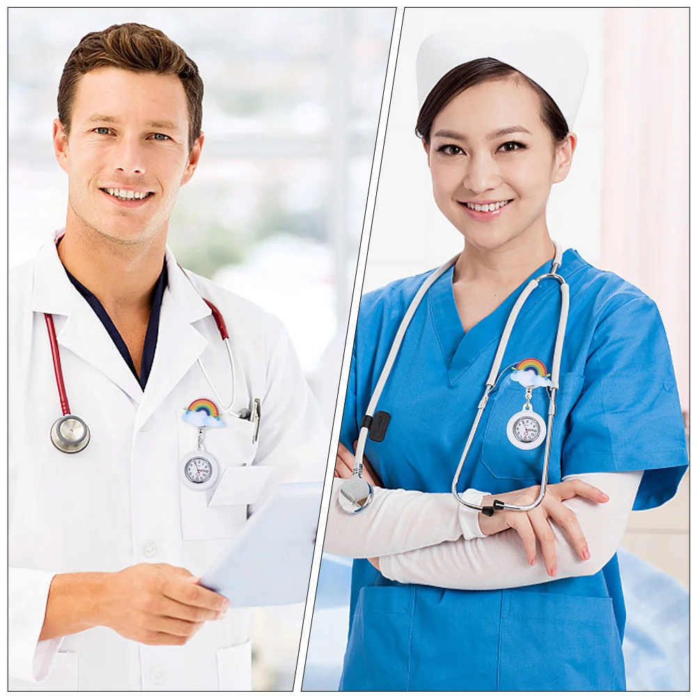 قطعتان من ساعة الجيب الطبية المضيئة بمشبك للممرضات للأطباء والممرضات بتصميم سيليكون خفيف الوزن