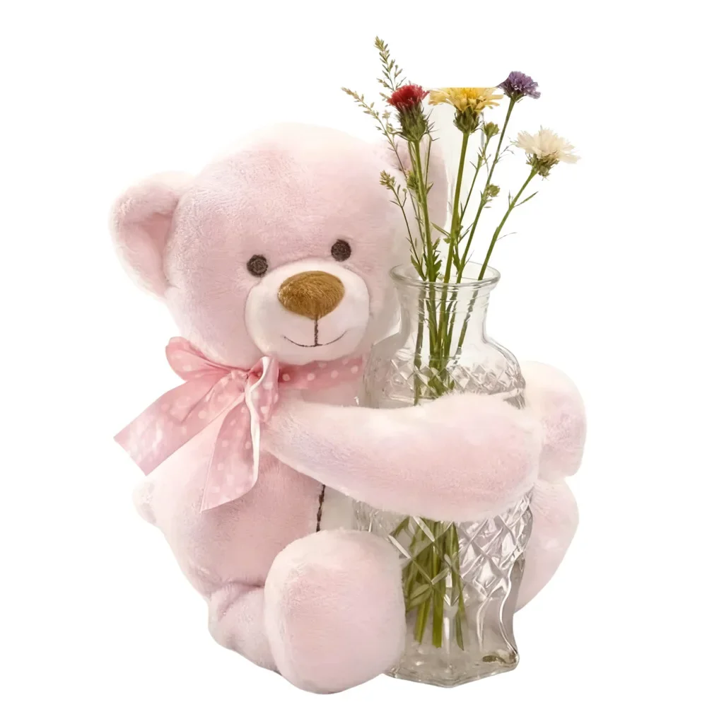 Baby Teddy Bear Stuffed Soft Toy 10 Inch Plush Pink Blue Ivory - Comforting Plushie for Children