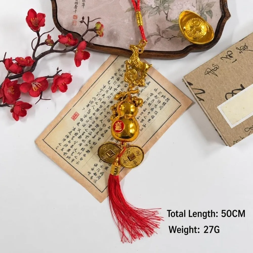 2027 Sheep Zodiac New Year Hanging Gold Plated Red Tassel Coin Charm Plastic Coin Gourd Abacus Spring Decoration New Year Party
