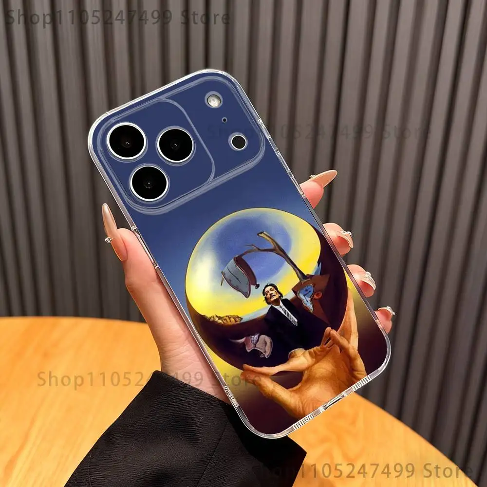 Etui Salvador Dali Painting  Phone Case For iPhone 17,16,15,14,13,12,11 Pro,Max,Plus,XR,Mini,E Clear Full-coverage Soft Cover
