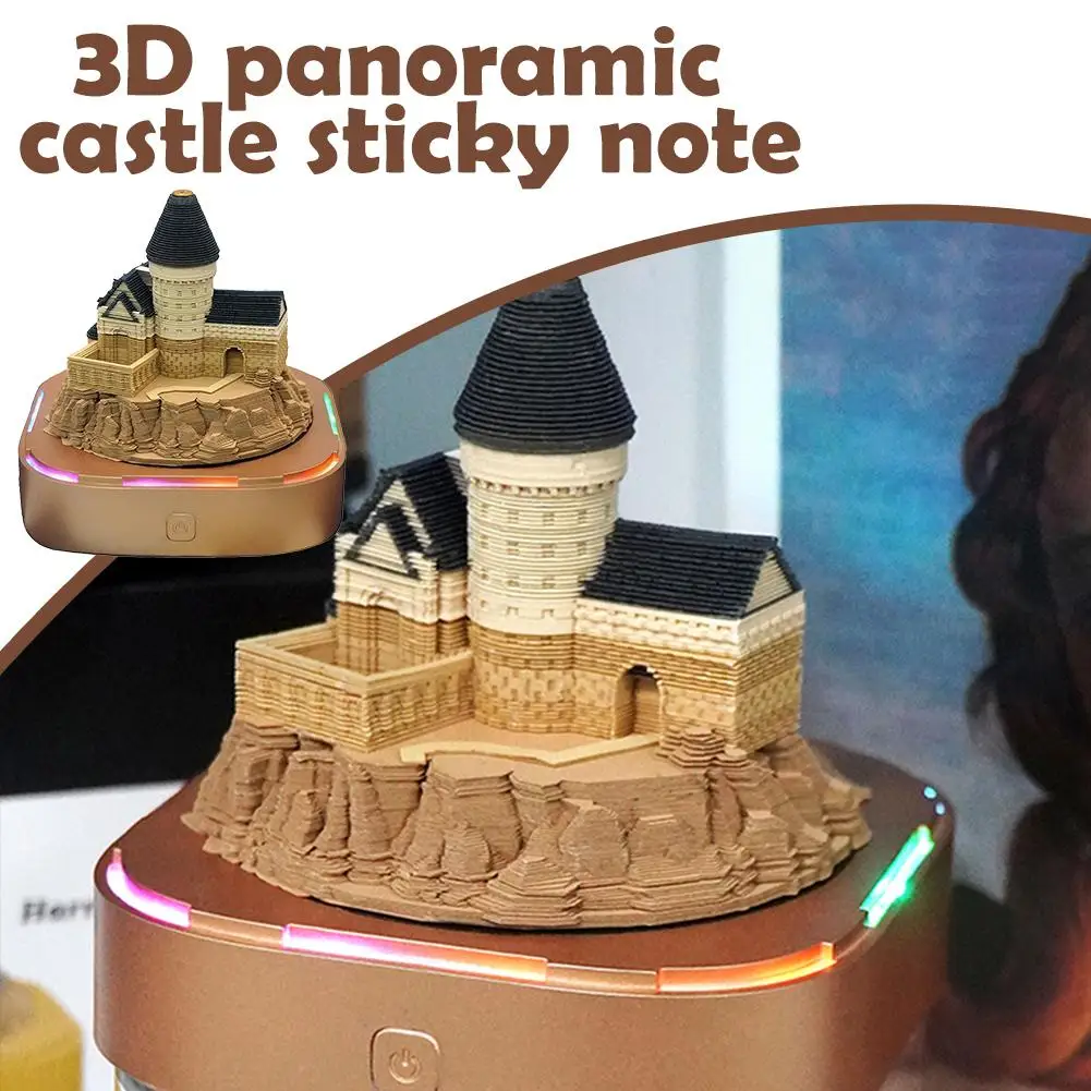 2025 Year Calendar Diy Castle Tear-away 3d Paper Art Lights Decoration With Desktop Notepad Sculpture Gift House C7r0