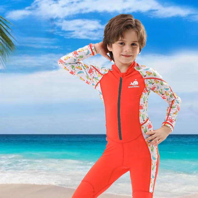 Kids One Piece Swimsuit Rash Guard Full Body UV Protection UPF50+ Long or Short Sleeve Swimwear Front Zip Wetsuit Bathing Suit