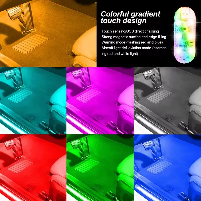 1pc Car Ceiling Lamp Touch Sensor USB LED Interior light LED Lamp Reading Light Car Decorations Roof Interior Lighting