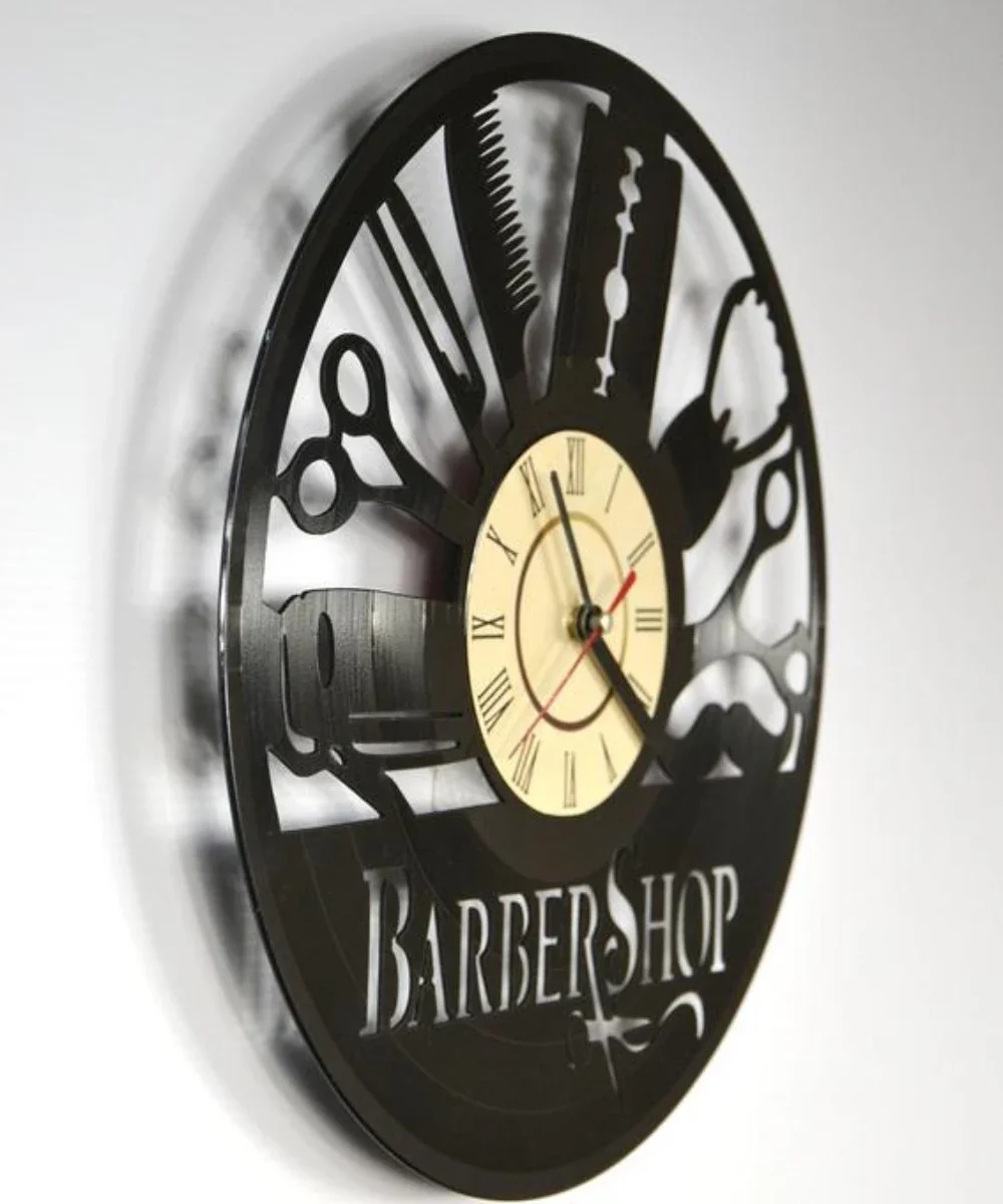 Hairdresser Vinyl Record Wall Clock Modern Design Barber Shop Salon Beauty Salon Clocks Barbershop LED Wall Watch Home Decor