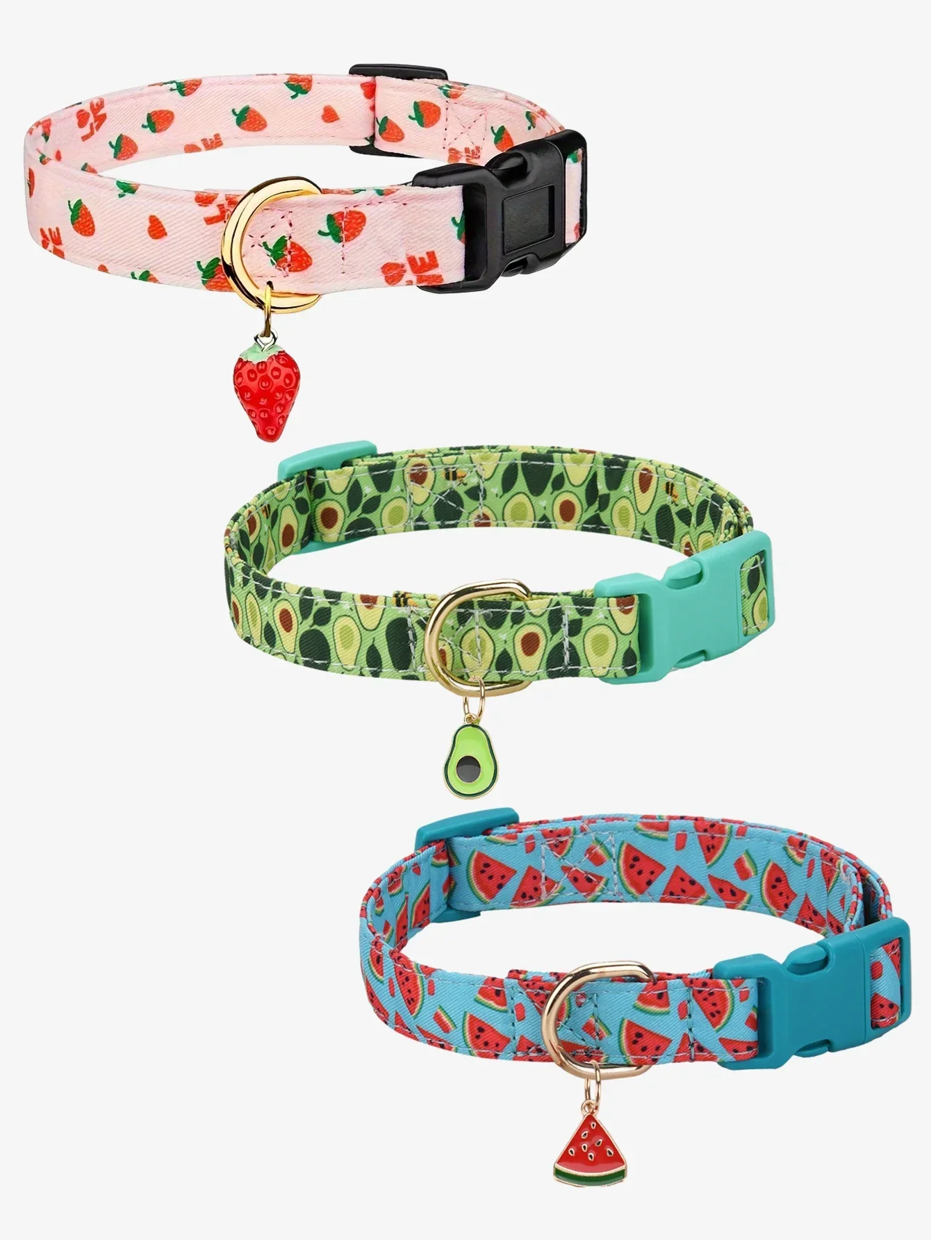 CP611 Pet Dog Puppy Cat Fruit Pattern Collar with Metal Fruit Pendant Applicable To Small Medium Pet
