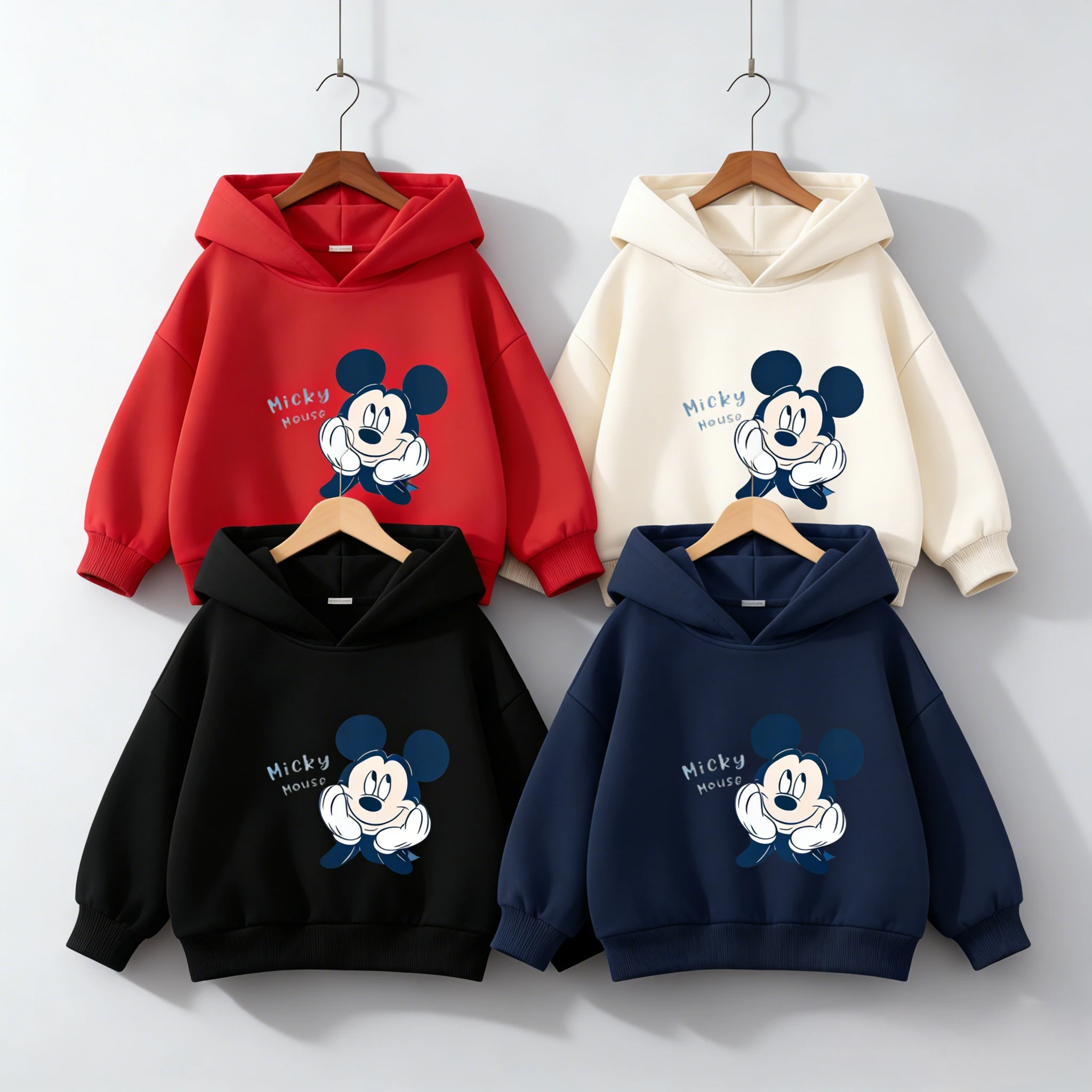 

Флисовая толстовка с капюшоном для малышей Disney, мягкая хлопковая одежда, очаровательный мультяшный дизайн, идеально подходит для прохладных осенне-зимних дней, детские топы