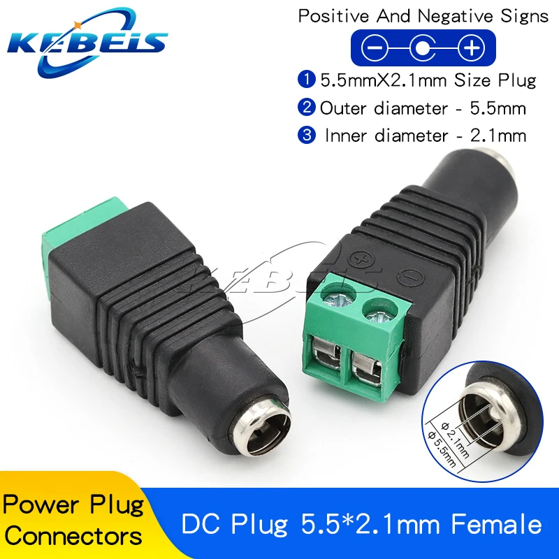 2/5/10 Stück DC 12V BNC-Steckverbinder (männlich/weiblich) 5,5*2,1mm/2,5mm Schweißfreie Stromversorgung DC-Steckeradapter Buchsen für LED-CCTV-Kameras
