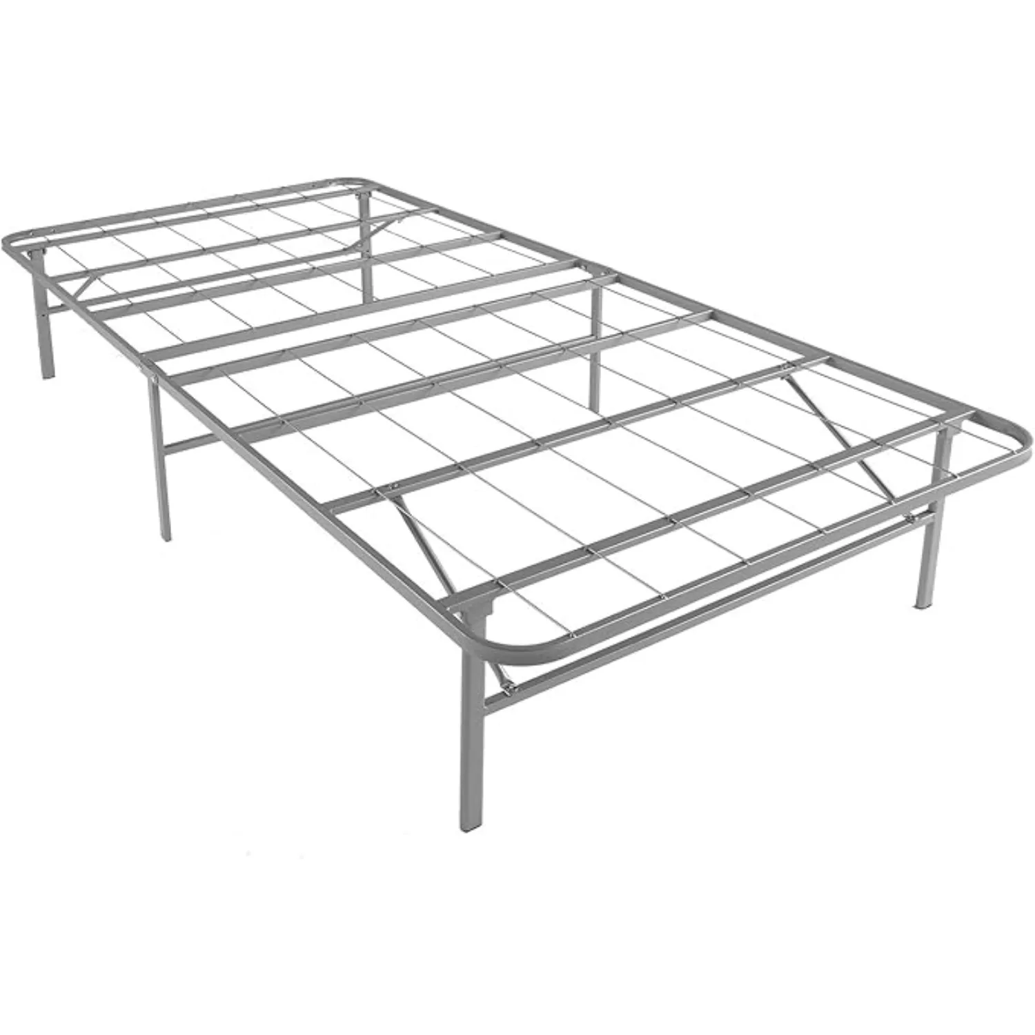 Premium Platform Bed Base in Silver,Replaces Box Spring and Bed Frame，Low-stress,easy assembly in minutes with no tools required