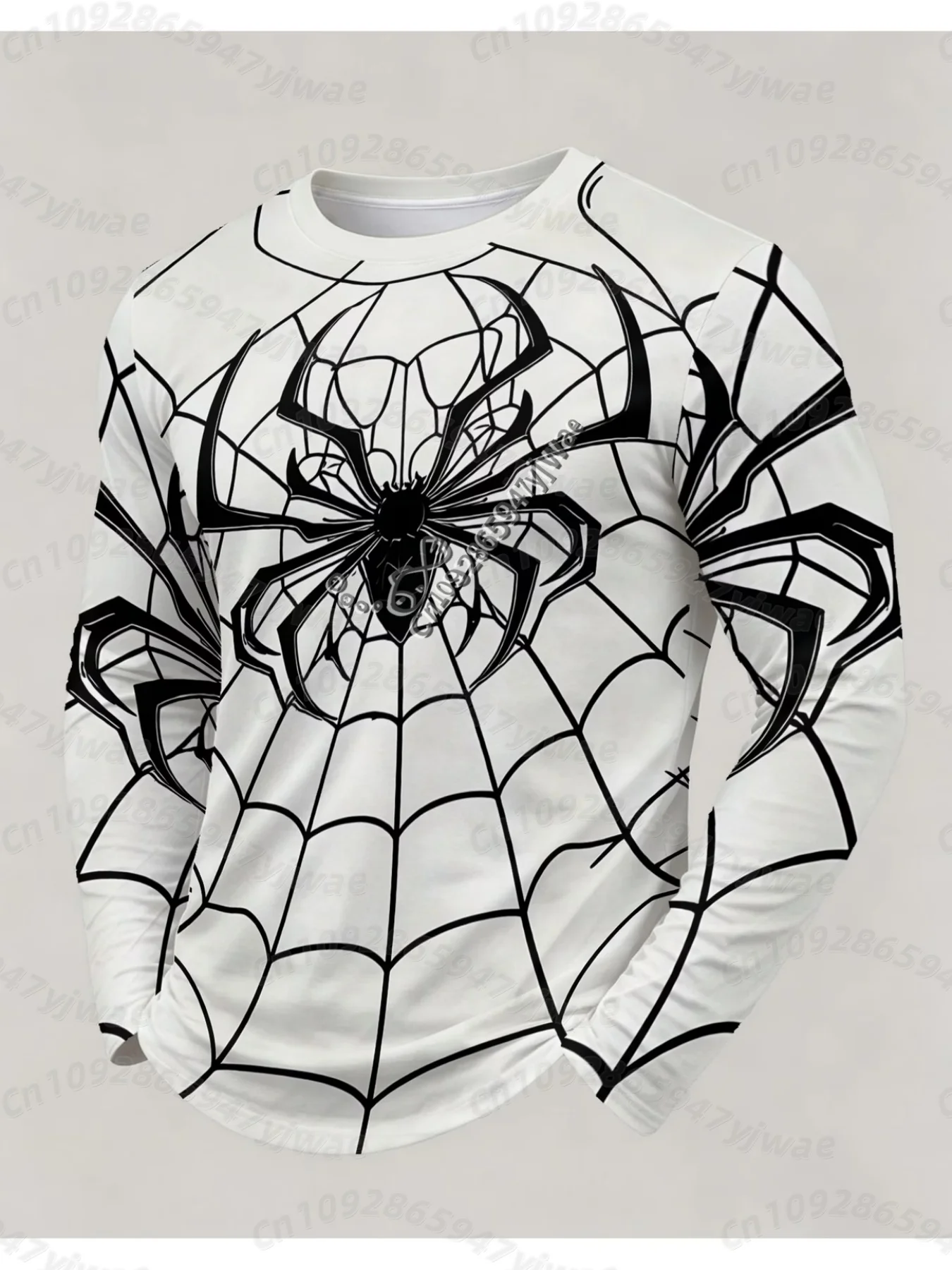 2026 Autumn Mens Spider Web Printed Long Sleeved T-Shirt Men Sweatshirt Cool Animal Pattern Top Party Style Pullover Men Hoodies