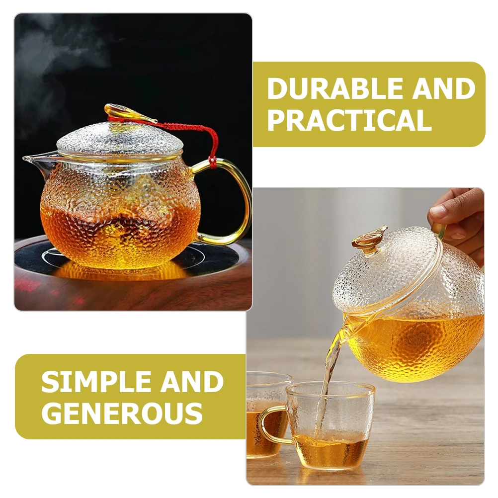 

Thickened Glass Teapot with Hammered Design Heat Resistant for Electric Ceramic Stove Tea Maker for Kung Fu Flower Fruit Tea