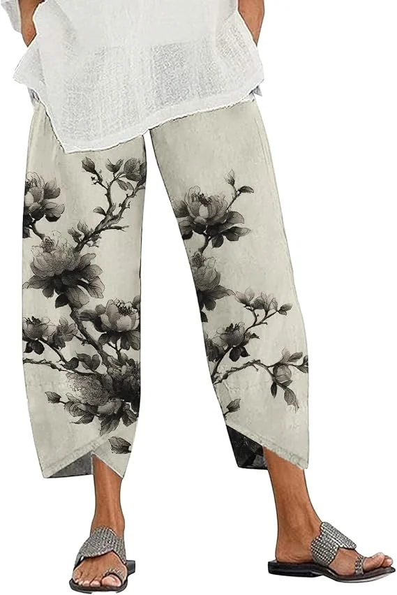 

Women's flowy and comfortable wide-leg beach pants with loose fit with pockets New women's versatile work pants