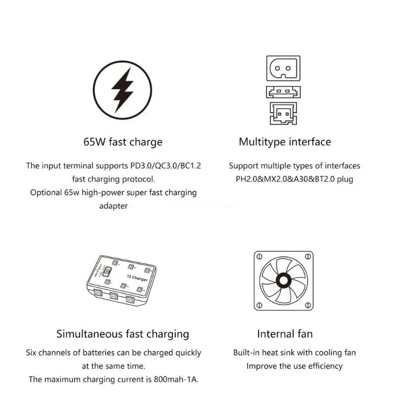 Efficient 6 Way Charging Station For 1S 4.2V and 4.35V LiHV Drones Charging and With Adjustable Voltages New Dropship