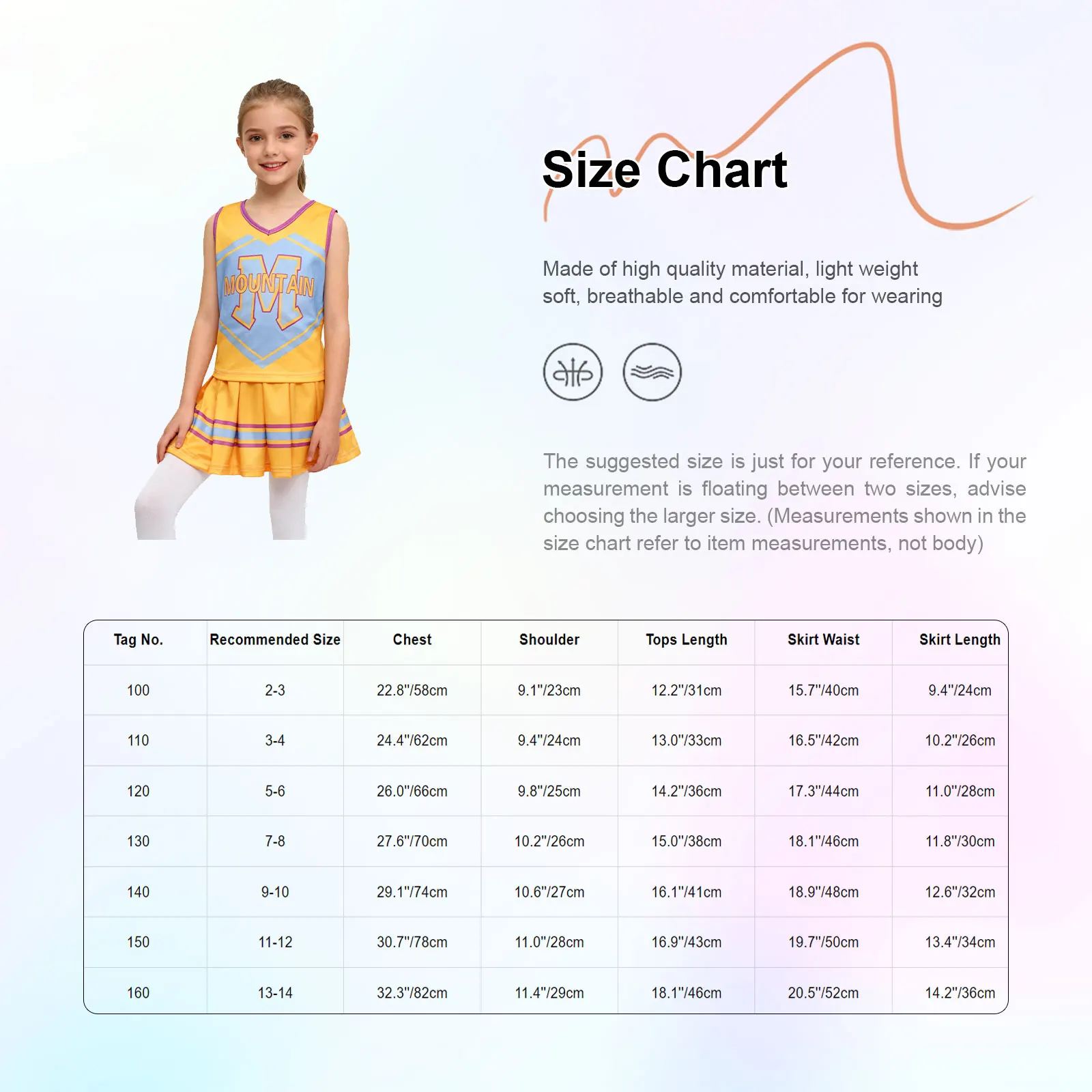 أزياء زعيم التشجيع للأطفال البنات ملابس تنكرية للفيلم بدون أكمام مطبوعة بحروف مع تنورة لعرض المدرسة والرقص التشجيع