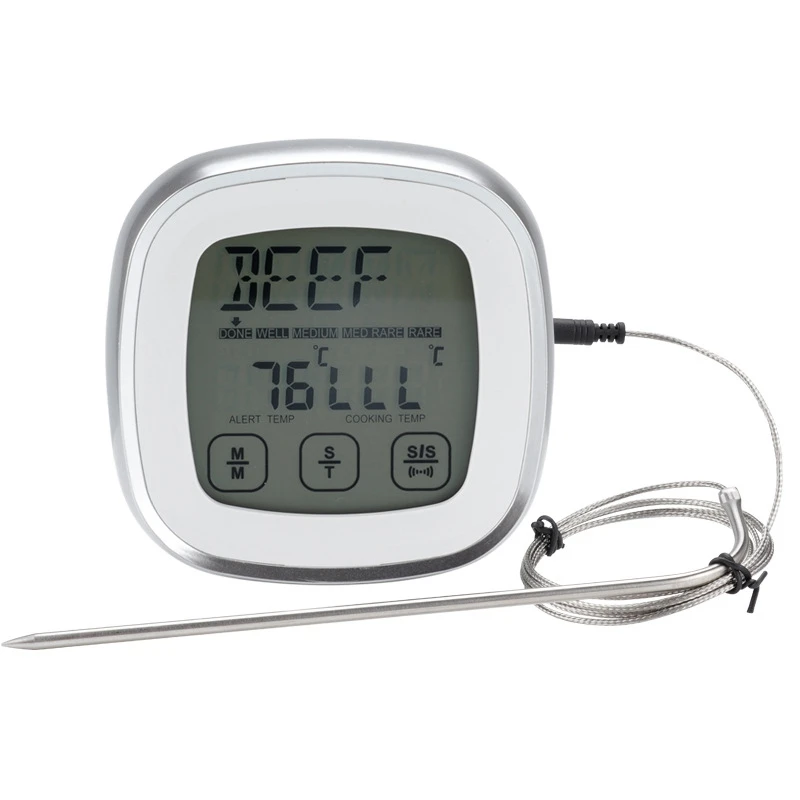 Digital Meat Thermometer For Grill - Oven Kitchen Cooking Instant Temperature Reader Gauge With Metal Wired Probes