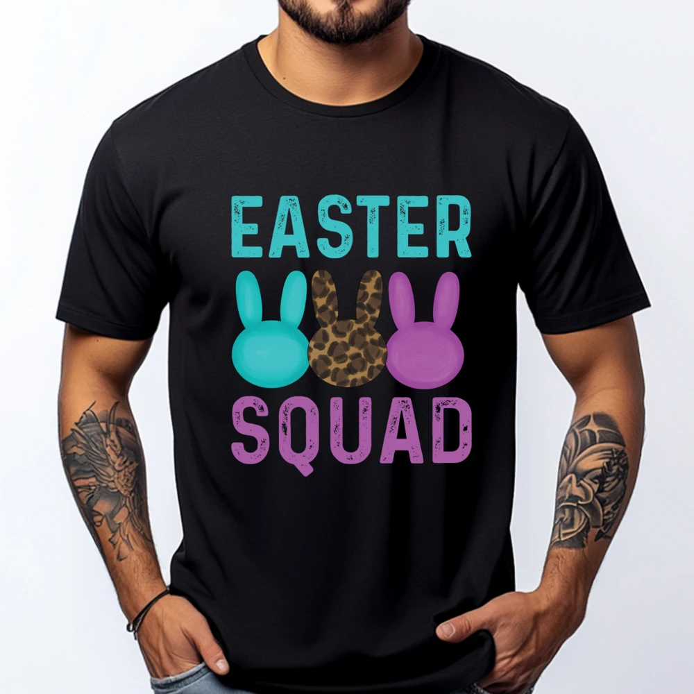 

Easter Squad For And Easter Bunny Graphic T Shirts Men Cotton T Shirt Street Wholesale Tshirts 100 Pcs Woman Christmas Camisa
