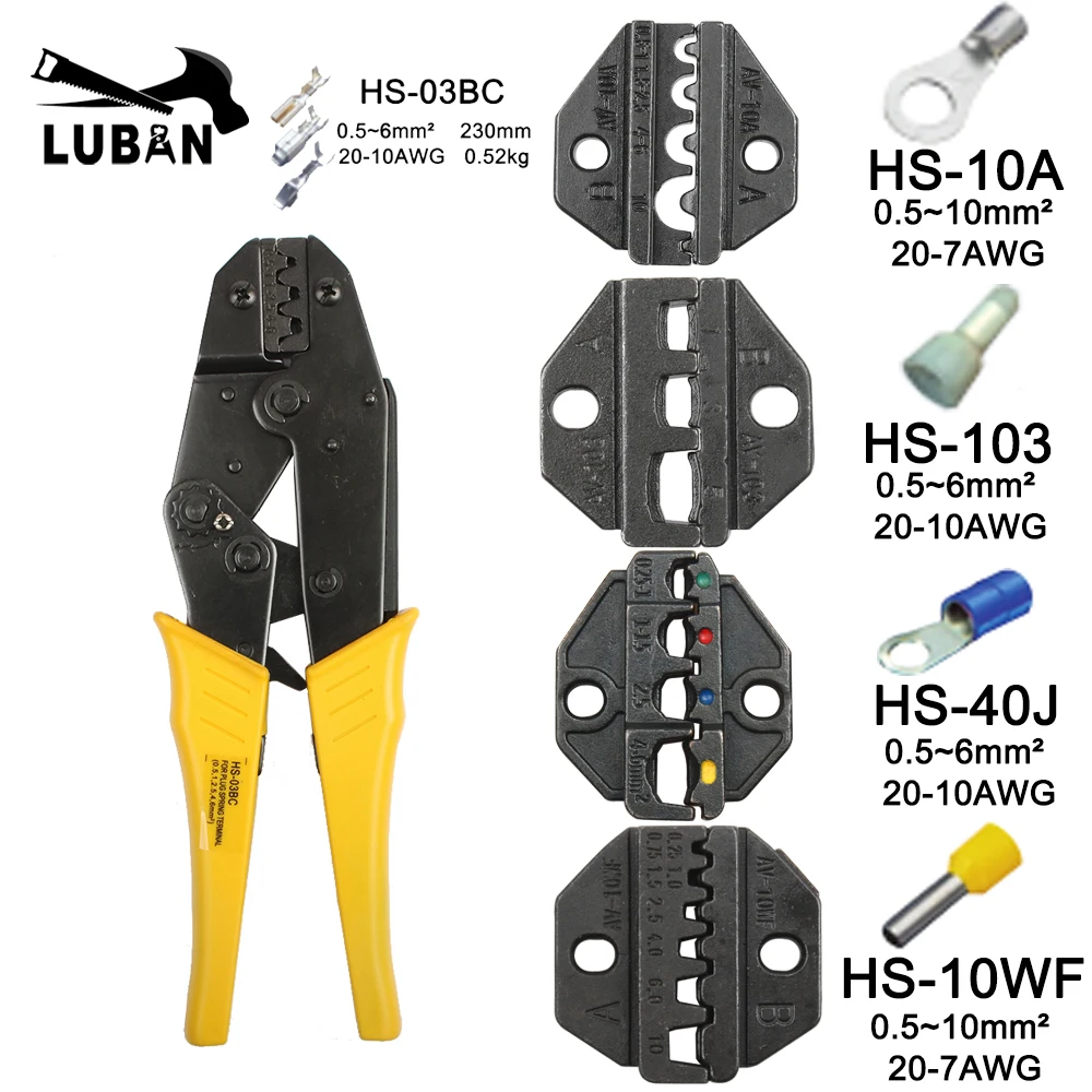 Alicate de friso HS-03BC 8 maxila para a isolação do tubo da tomada nenhum tampão de friso da isolação terminais de cabo coaxial kit 230mm ferramentas da braçadeira