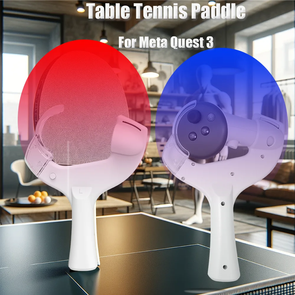 VR Table Tennis Paddle Grip Adapter for Meta Quest 3/3S Controllers, Left & Right Ping Pong Racket Handle Accessories