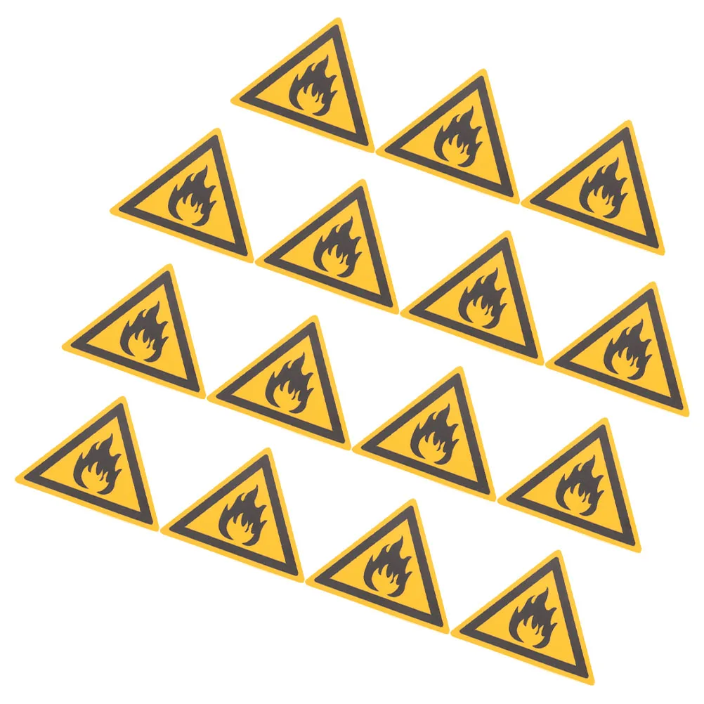 15pcs Sticker Labels Tag Warning Signs Fire Signs Caution Sign Various Settings Promote Fire Safety