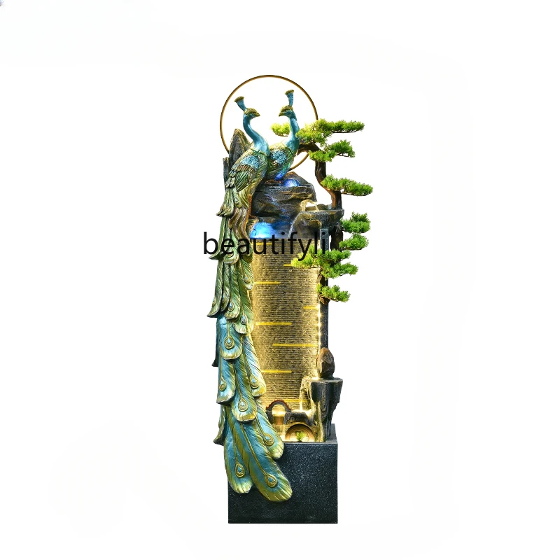 

Rockery Lucky Peacock Loop Water Fountain Decoration Living Room Office Fish Tank Decorations Relocation and Opening Gift