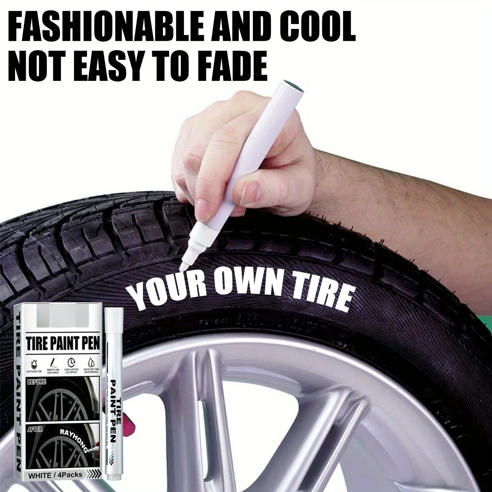 Car Tire Lettering Pen Set 4Pcs Colorful Graffiti Marking Supplies for Decoration and Modification