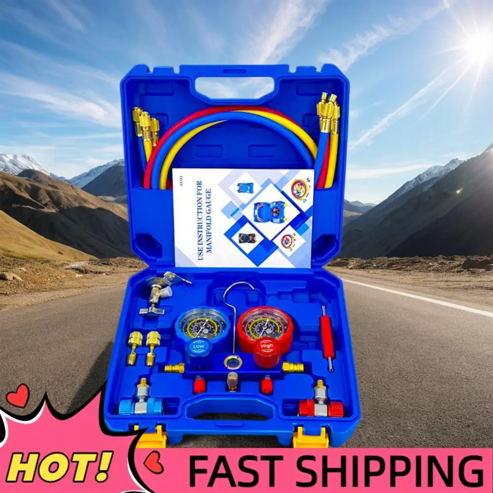 

3-ходовой набор манометров переменного тока со шлангами 1,2 м, набор манометров для коллектора кондиционера, набор автомобильных манометров переменного тока для R134A/R22/R410/R404