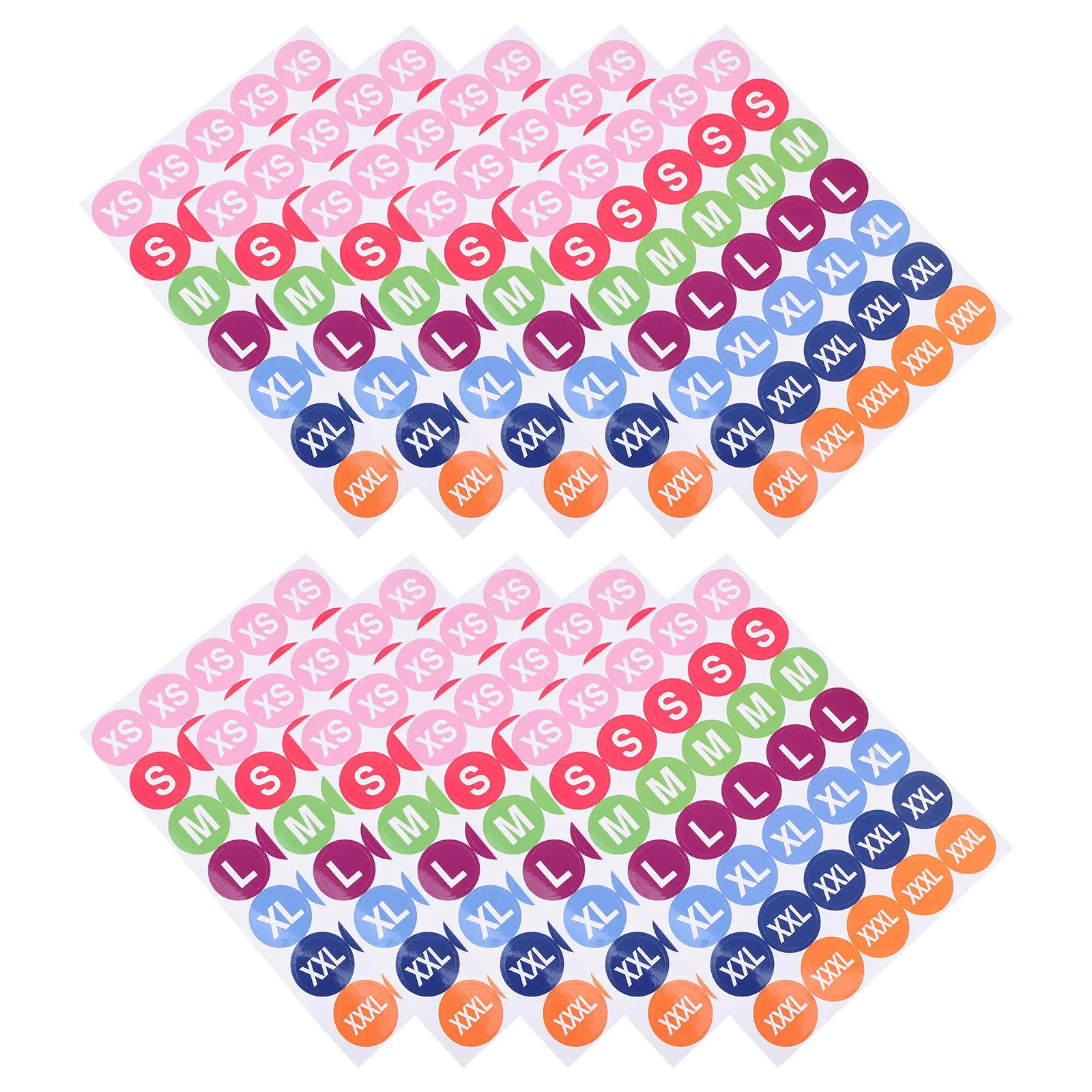 

350Pcs Clothing Size Round Stickers Coded Vibrant Labels Xs S M L Xl Xxl Xxxl Adhesive for Hangers Bags Apparel Display