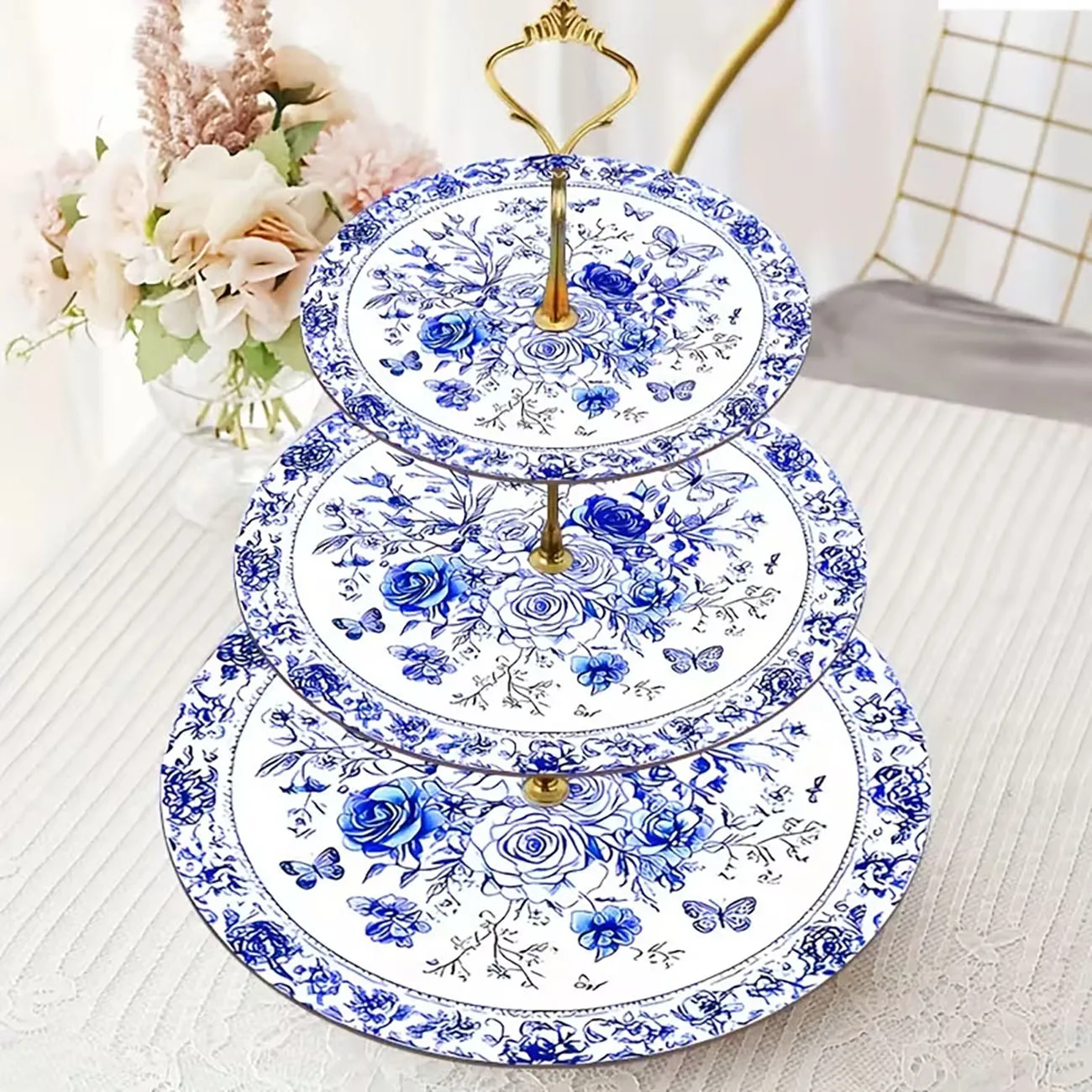 1 3-layer wooden display tray, easy to assemble without tools, suitable for various party and tea gathering scenes