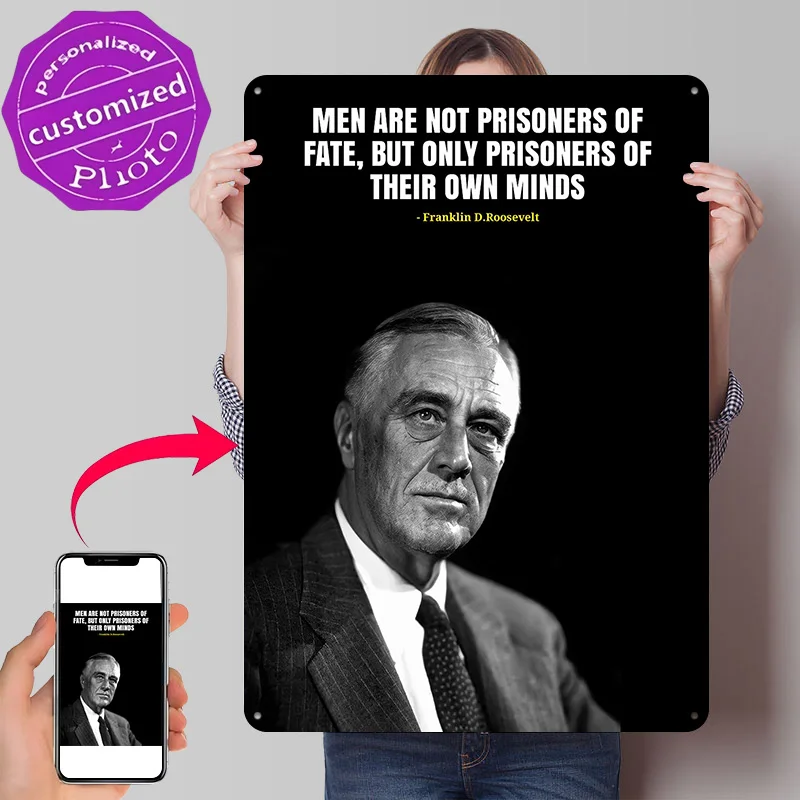 Franklin Delano Roosevelt Metal Poster Perfect Gift for Fans Lovers Personalized Wall Art Metal Sign for Decoration Room Bedroom