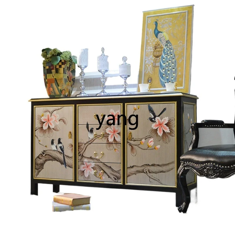 

L'm'm New Chinese Style Curio Cabinet Neoclassical Screen Hallway Sideboard Cabinet Modern Living Room Solid Wood