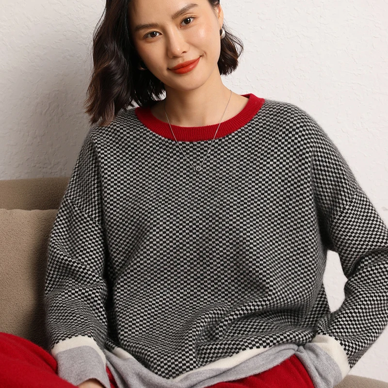 Hot Sale 2023 Autumn Winter 100% Pure Cashmere Sweater Women\'s Fashion Thicken Pullover Female Loose Large Size Knitted Jumper