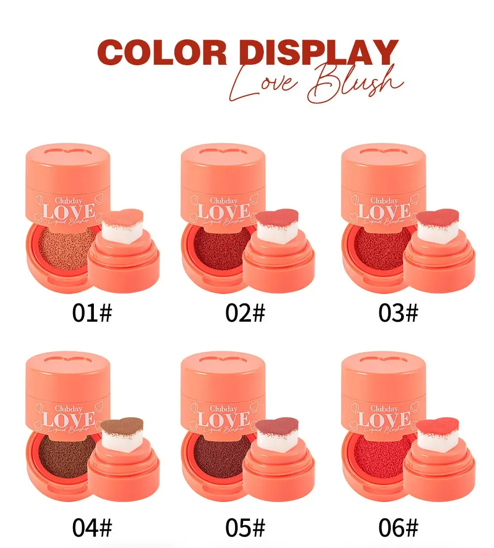 

High Quality MISS ROSE New Soft Sponge Love Stamp Blush Make Up Natural Heart Shape Cushion Blusher Liquid Cheek Rouge Blushe