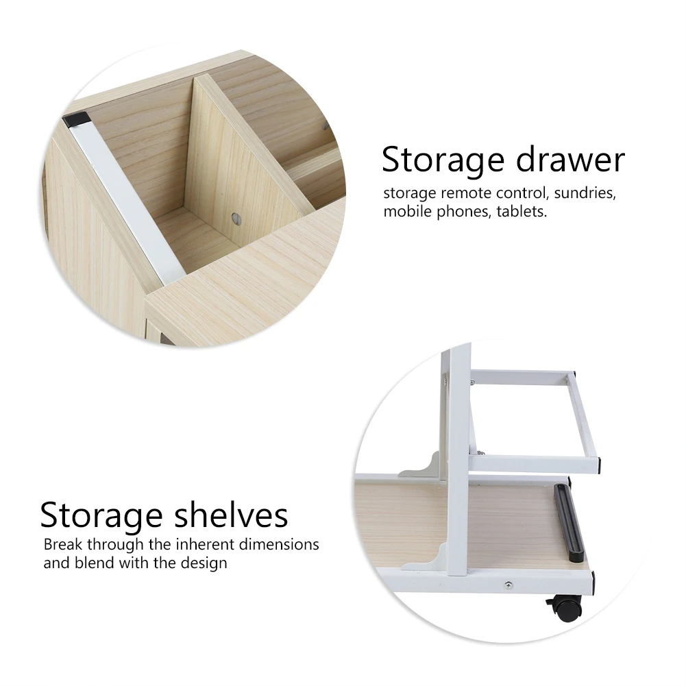 مكتب كمبيوتر محمول قابل للإزالة متعدد الوظائف وقابل للإزالة مع عجلات مكتب كمبيوتر محمول محمول وجبة خفيفة لكتب السرير والمنزل #5