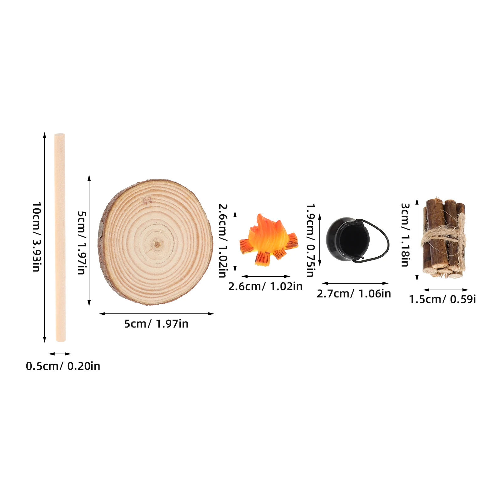 26 قطعة موقد نار المخيم المصغر مع وعاء الحطب الواقعي لبيت الدمى الجنية حديقة عيد الميلاد الشتاء المشهد المشهد الصغير