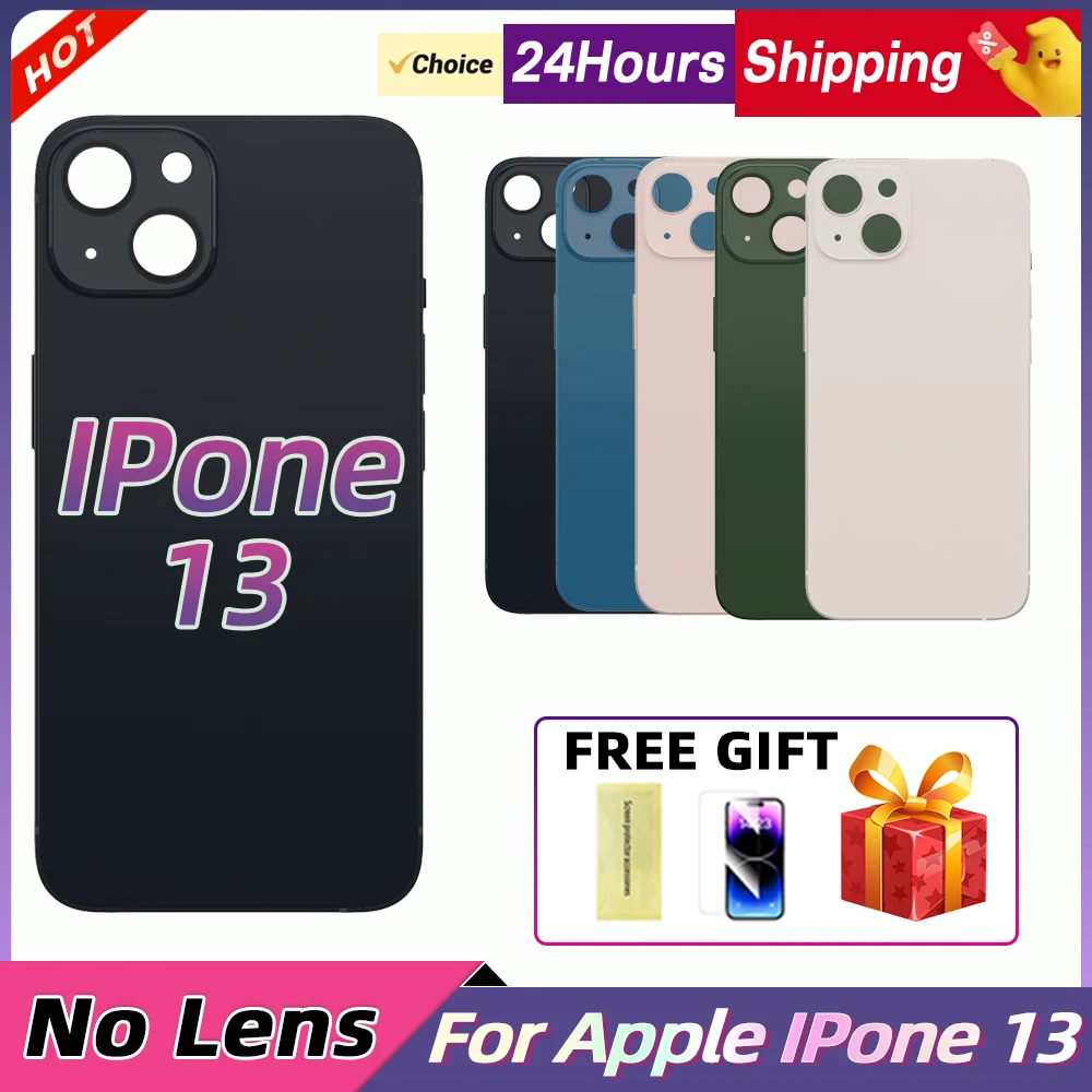 New For iPhone 13 Back Cover Glass Fast Replacement Housing Battery Cover Big Hole Rear Glass and Back Glass No Lens Cover