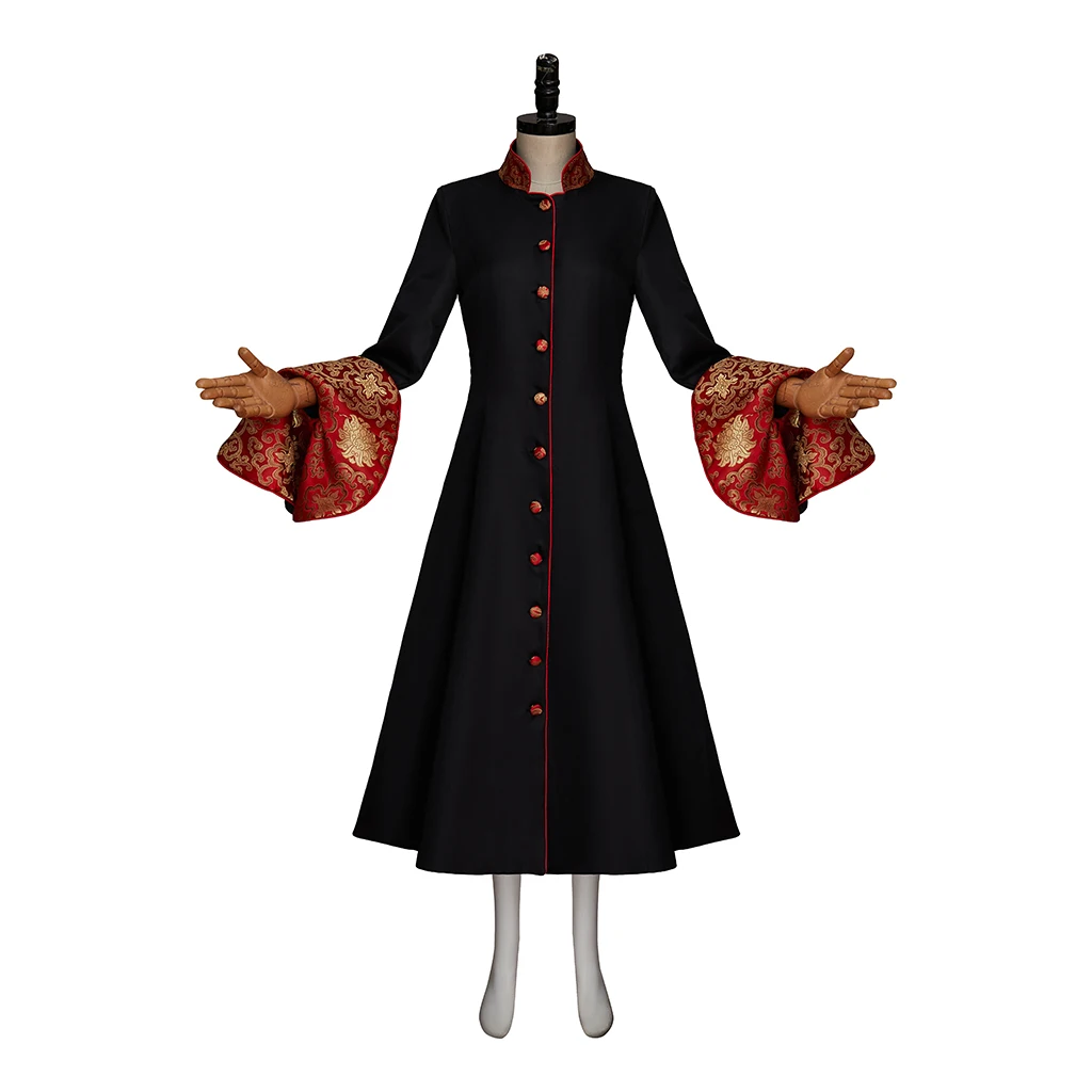 

Roman Women Priest Cassock Robe Gown Black Clergyman Vestments Medieval Ritual Robe Gothic Wizard Costume Black Priest Robe Cos