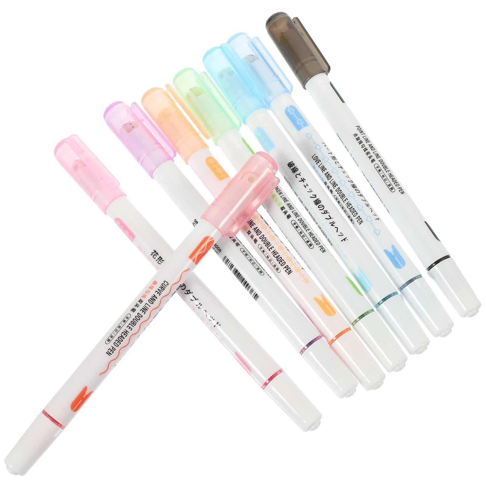 

8pcs Colored Curve Durable Smooth Ink Office School Art Supplies Scrapbook Journaling Kids Markers Wave Pens Household Drawing