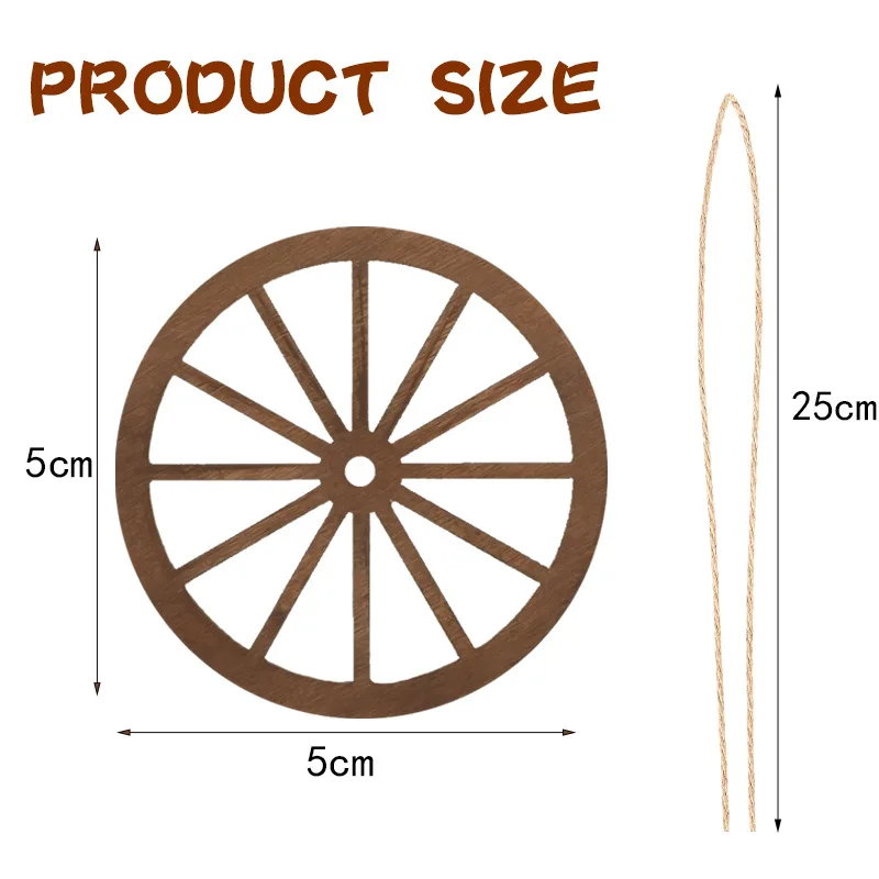 12Pcs Wagon Wheel Decor legno Western Cowboy Party Decorations Vintage Rustic Wagon Wheel Wood Cartwheel Decor per Bar Garage