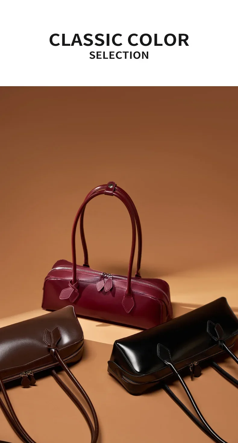 2026 Koreanische Luxus-Tasche Vintage Lange Schultertasche Handtaschen Damen Unterarmtasche Einkaufstasche Echtledertasche Damenhandtasche – Detail 2
