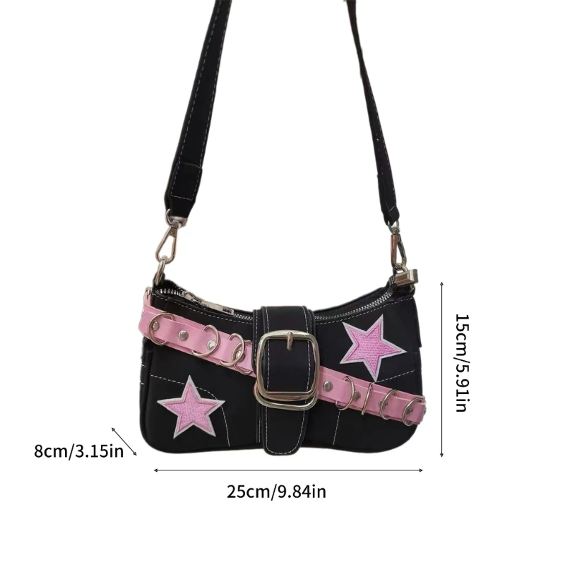 Bolsa harajuku escura legal com alça feminina bolsa crossbody bolsa mensageiro elegante e74b