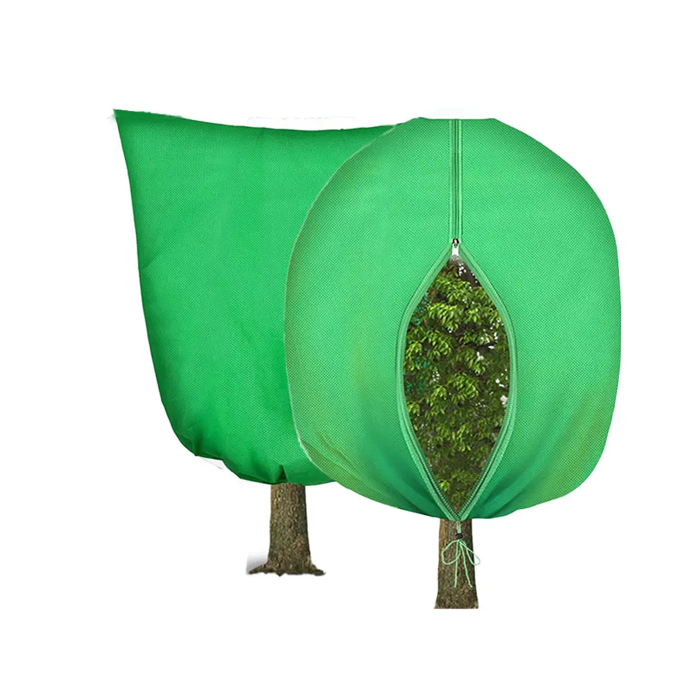 Large Green Plant Frost Blanket With Zipper Drawstring For Outdoor Fruit Trees Shrubs Vegetables Winter Cold Weather Protection