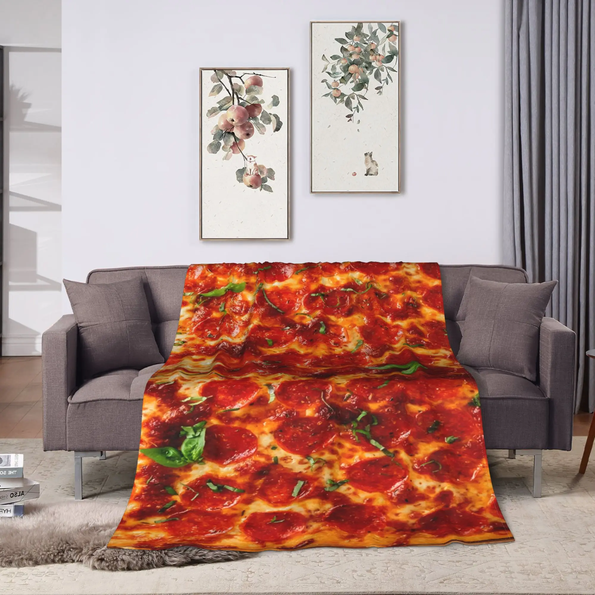 Warm Blankets Travel Red Pepperoni Pizza Bedding Throws Graphic  Bedspread For Bedroom