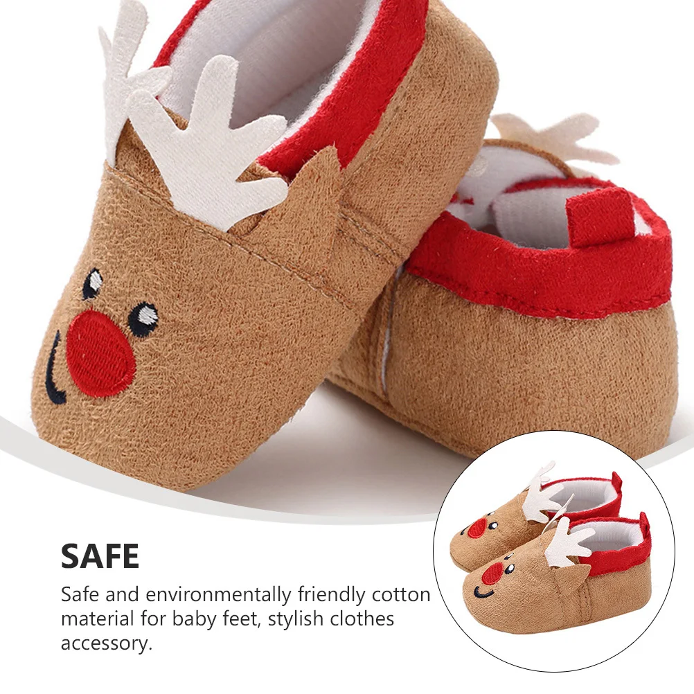 1 زوج أحذية الشتاء الطفل القطن لينة الدافئة عيد الميلاد نمط خفيفة الوزن عدم الانزلاق وحيد Prewalkers الصغار أحذية قطنية للأطفال