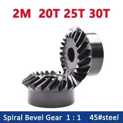 1:1 Set di ingranaggi conici a spirale 2M 20 25 30 denti foro per chiavetta 14/15/16/18/20/22/24/25mm 45 # acciaio elicoidale sinistro e destro ingranaggio