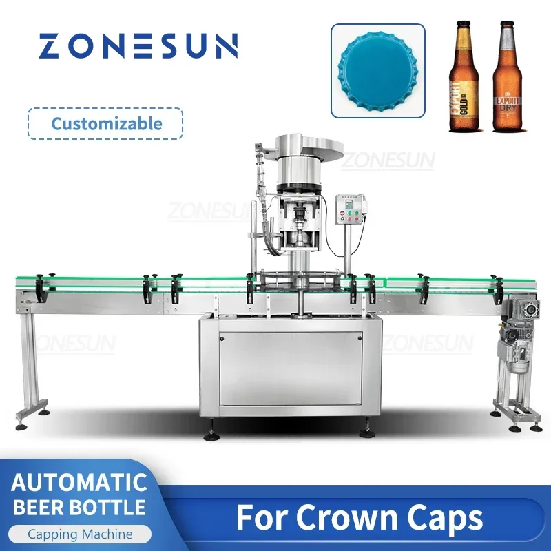 ZONESUN ZS-XG440E ماكينة تغطية زجاجات مشروبات حليب فول الصويا الأوتوماتيكية