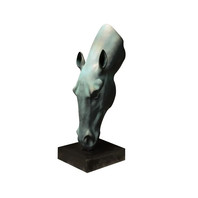 FRP horse head sculpture corridor, living room entrance ornament, lucky floor decoration horse entrance door light luxury