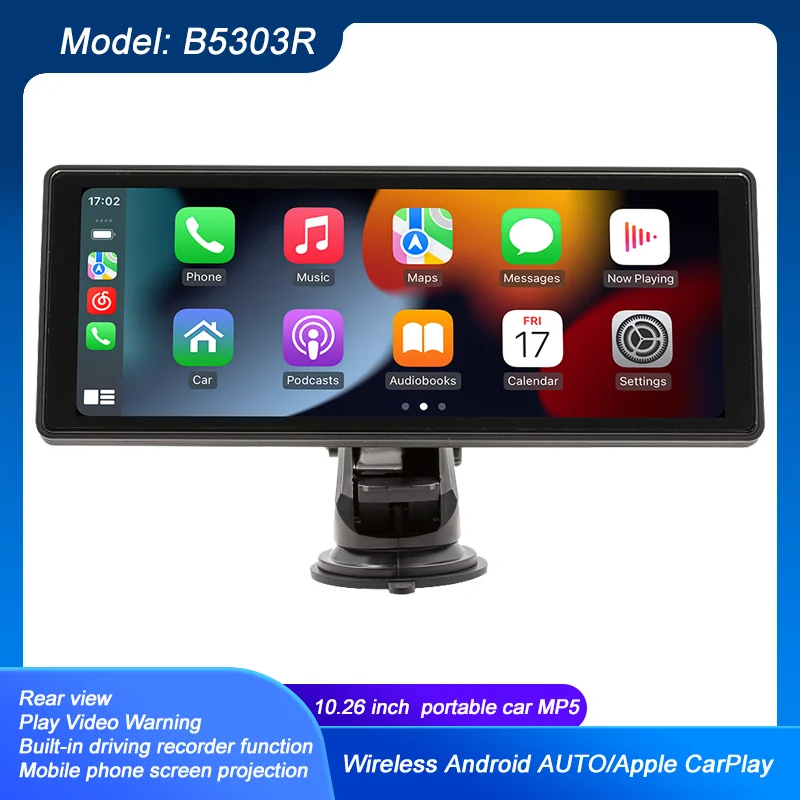 

10.26 Inch Portable MP5 Car Radio Built-in Recorder Video Player Bluetooth Touch Screen Wireless Carplay Android AUTO for Apple